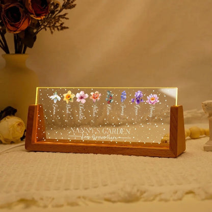 Personalized Birth Flower Plaque for Mom, Grandmas Garden Acrylic Light, Mother's Day Plaque with Custom Names, Family Floral Desk Sign - product image 7