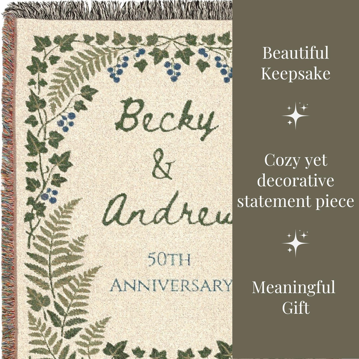 Personalized Wedding Gift Blanket, Botanical Woven Blanket, Wedding gifts for parents or couples, anniversary gift for him & her, Engagement - product image 14