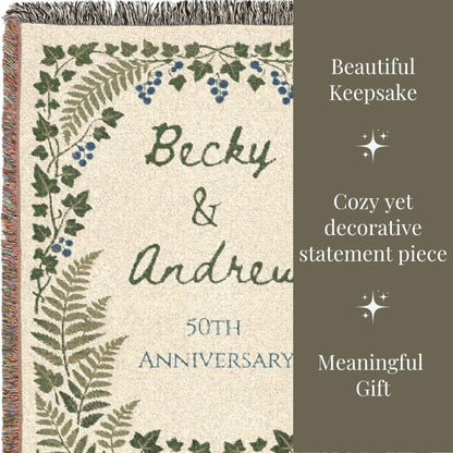 Personalized Wedding Gift Blanket, Botanical Woven Blanket, Wedding gifts for parents or couples, anniversary gift for him & her, Engagement - product image 14