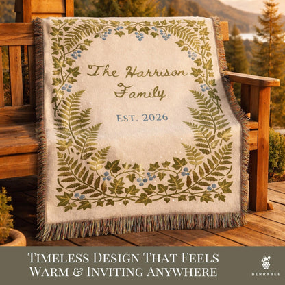 Personalized Wedding Gift Blanket, Botanical Woven Blanket, Wedding gifts for parents or couples, anniversary gift for him & her, Engagement - product image 12