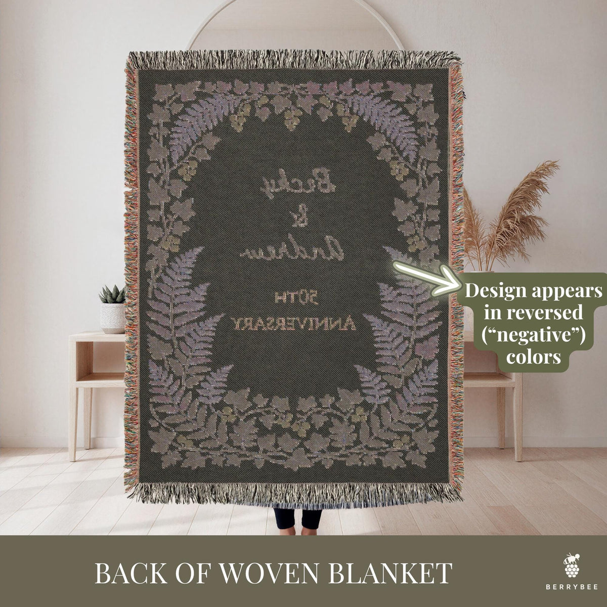 Personalized Wedding Gift Blanket, Botanical Woven Blanket, Wedding gifts for parents or couples, anniversary gift for him & her, Engagement - product image 17