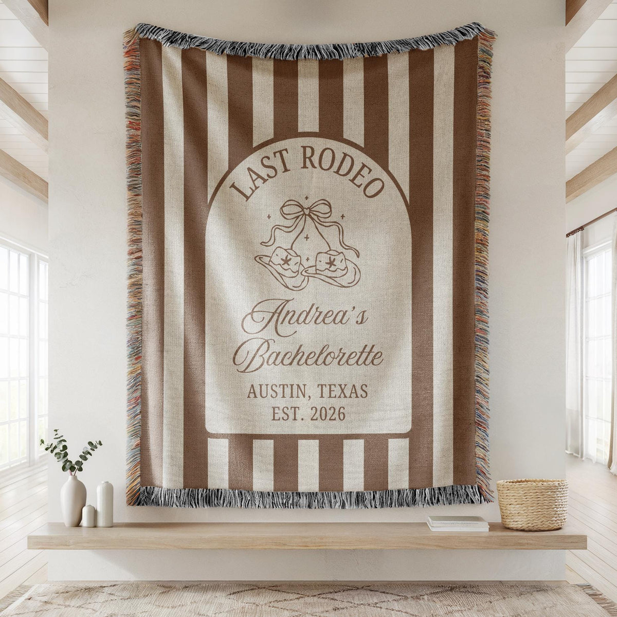 Custom Camp Bachelorette Woven Blanket, Glamping Weekend Decor, Bach Party Gift - product image 10