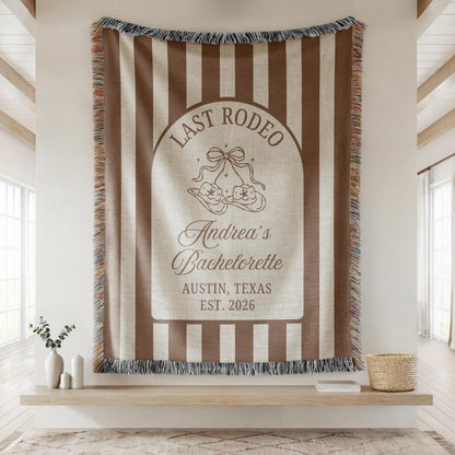 Custom Camp Bachelorette Woven Blanket, Glamping Weekend Decor, Bach Party Gift - product image 10