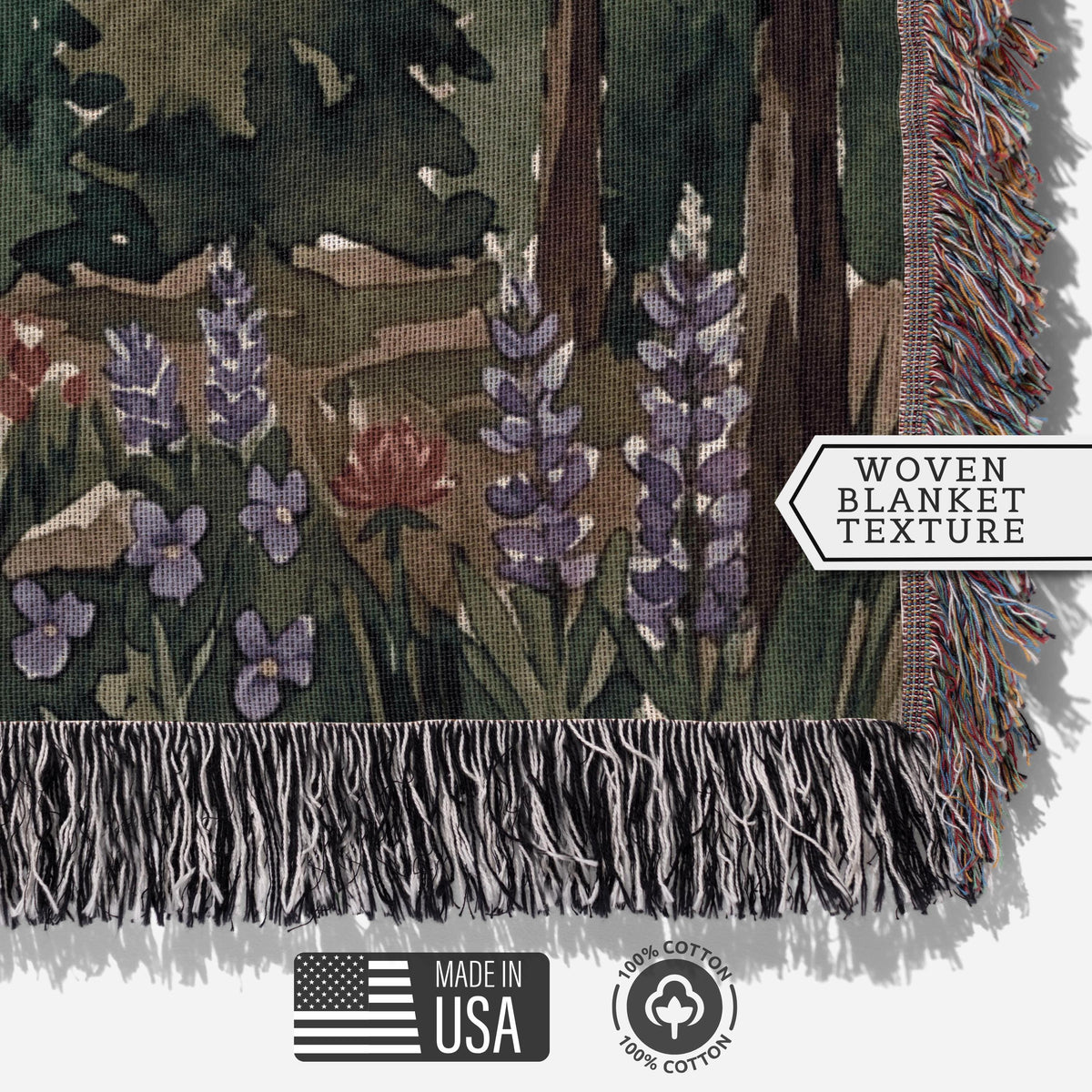 Personalized National Park Woven Blanket Outdoorsy Couple Wedding Gift Forest Scene Adventurous Hiking Cotton Anniversary Wildflower Names - product image 5
