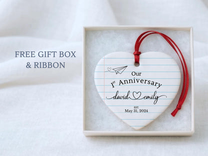 Paper Traditional Handmade 1st Wedding Anniversary Gift. Ornament Keepsake with First Year Romantic Passage. Gift For Spouse or boyfriend. - product image 5
