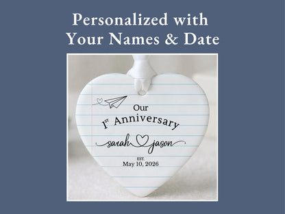 Paper Traditional Handmade 1st Wedding Anniversary Gift. Ornament Keepsake with First Year Romantic Passage. Gift For Spouse or boyfriend. - product image 8
