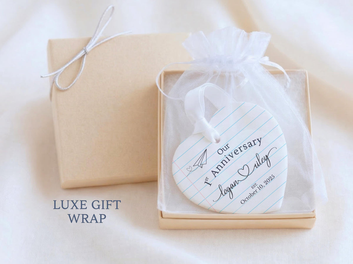 Paper Traditional Handmade 1st Wedding Anniversary Gift. Ornament Keepsake with First Year Romantic Passage. Gift For Spouse or boyfriend. - product image 6