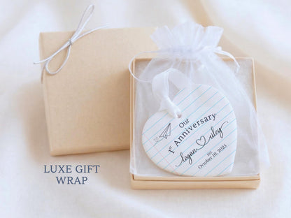 Paper Traditional Handmade 1st Wedding Anniversary Gift. Ornament Keepsake with First Year Romantic Passage. Gift For Spouse or boyfriend. - product image 6
