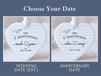 Paper Traditional Handmade 1st Wedding Anniversary Gift. Ornament Keepsake with First Year Romantic Passage. Gift For Spouse or boyfriend. - product image 9