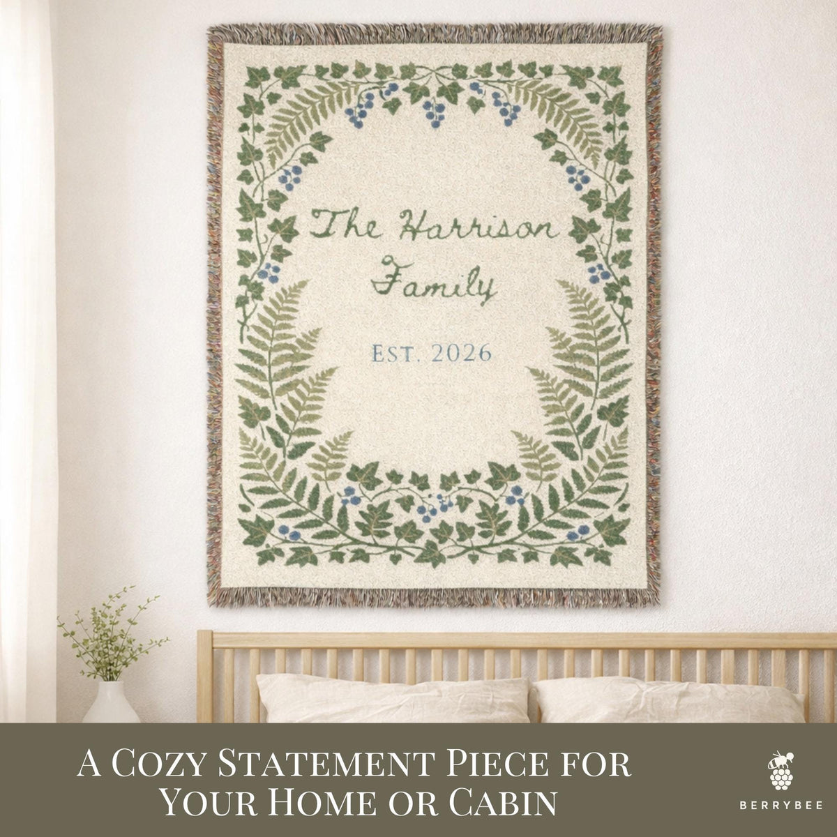 Personalized Wedding Gift Blanket, Botanical Woven Blanket, Wedding gifts for parents or couples, anniversary gift for him & her, Engagement - product image 6