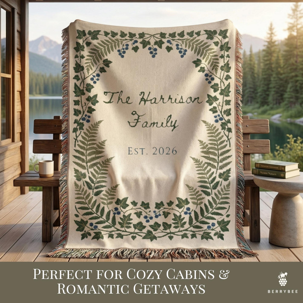 Personalized Wedding Gift Blanket, Botanical Woven Blanket, Wedding gifts for parents or couples, anniversary gift for him & her, Engagement - product image 5
