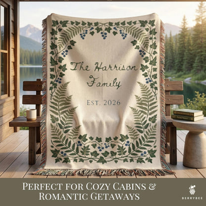 Personalized Wedding Gift Blanket, Botanical Woven Blanket, Wedding gifts for parents or couples, anniversary gift for him & her, Engagement - product image 5