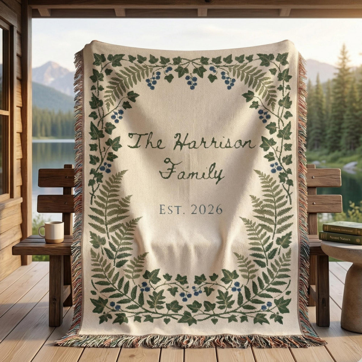 Personalized Wedding Gift Blanket, Botanical Woven Blanket, Wedding gifts for parents or couples, anniversary gift for him & her, Engagement - product image 3