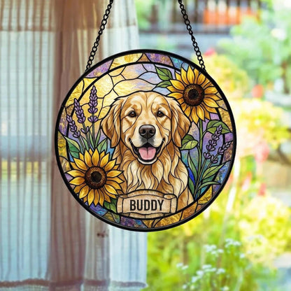 Personalized Dog Portrait Stained Glass Suncatcher, Custom Pet Memorial Stained Glass Photo Suncatcher, Dog Loss Keepsake, Pet Loss Gift - product image 8