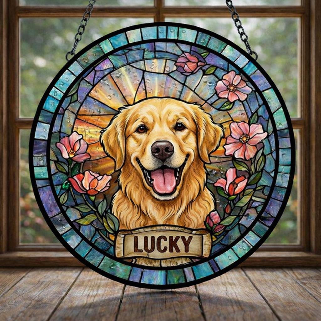 Personalized Pet Photo Glass Suncatcher, Custom Pet Name Window Hanging, Any Pet Lover Gift, Memorial Keepsake - product image 3