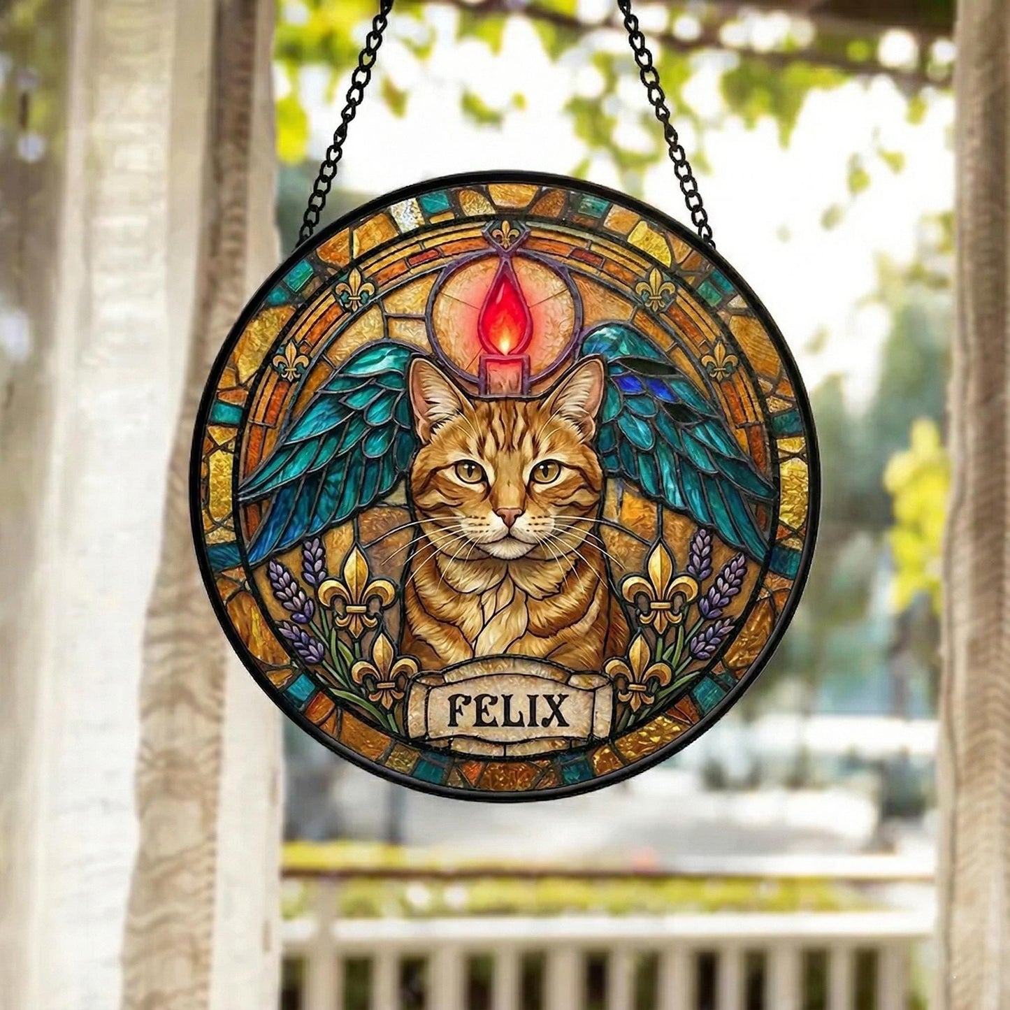 Personalized Dog Portrait Stained Glass Suncatcher, Custom Pet Memorial Stained Glass Photo Suncatcher, Dog Loss Keepsake, Pet Loss Gift - product image 4