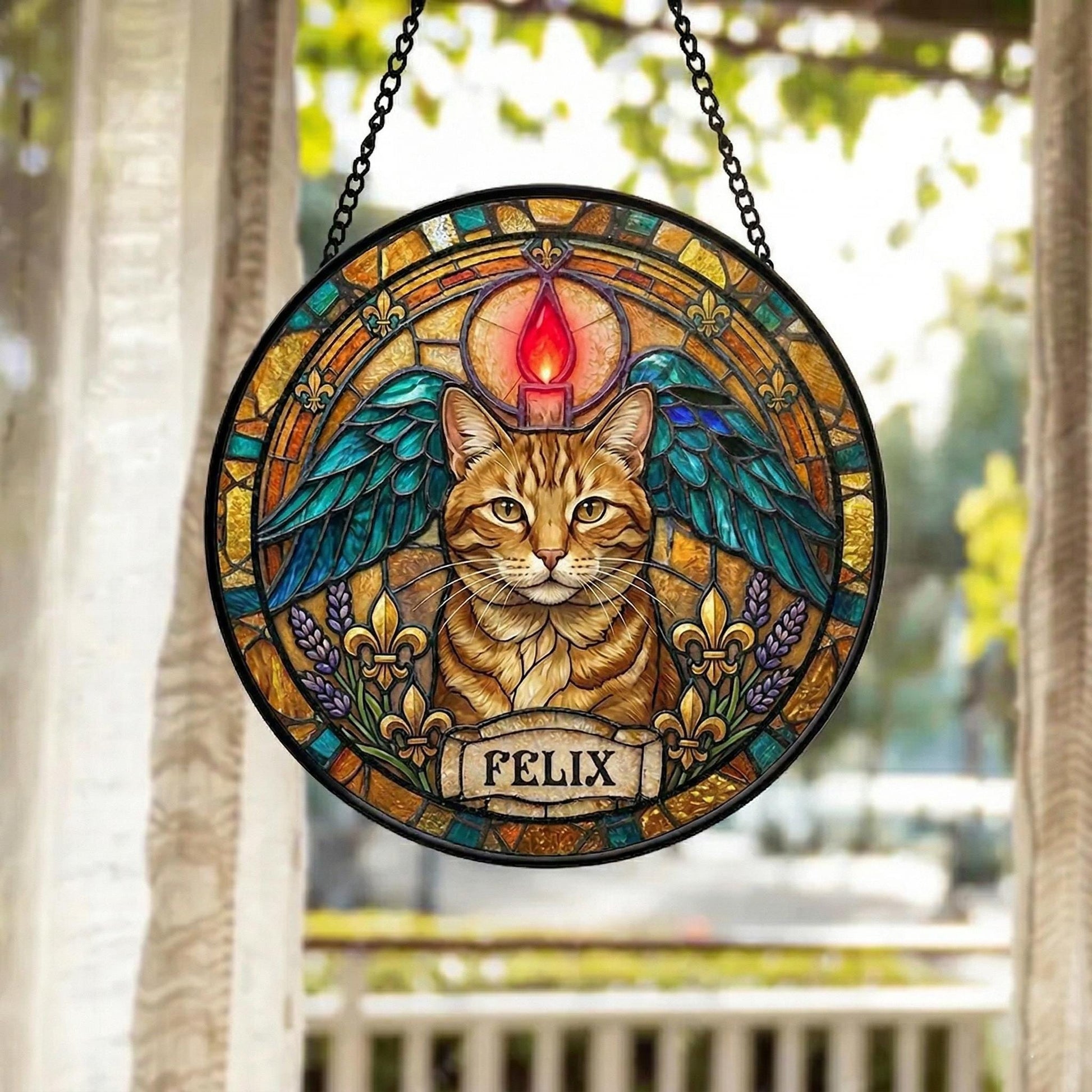 Personalized Dog Portrait Stained Glass Suncatcher, Custom Pet Memorial Stained Glass Photo Suncatcher, Dog Loss Keepsake, Pet Loss Gift - product image 4