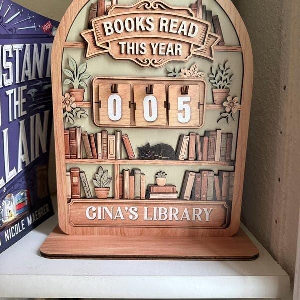 Vintage Wooden Book Tracker Sign, Personalized Reading Counter, Books Read This Year Decor, Custom Library Gift for Book Lovers - product image 9