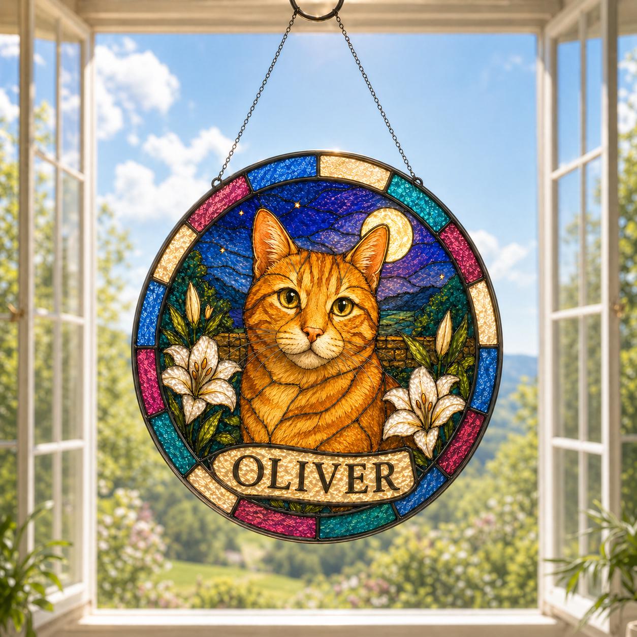Personalized Pet Memorial Suncatcher, Custom Dog Cat Portrait Stained Glass Window Decor, Pet Loss Gift, Acrylic Hanging - product image 5