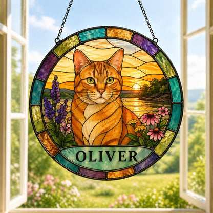 Custom Pet Portrait Stained Glass Suncatcher, Personalized Dog Cat Window Hanging, Pet Memorial Gift, Acrylic Sun Catcher - product image 2