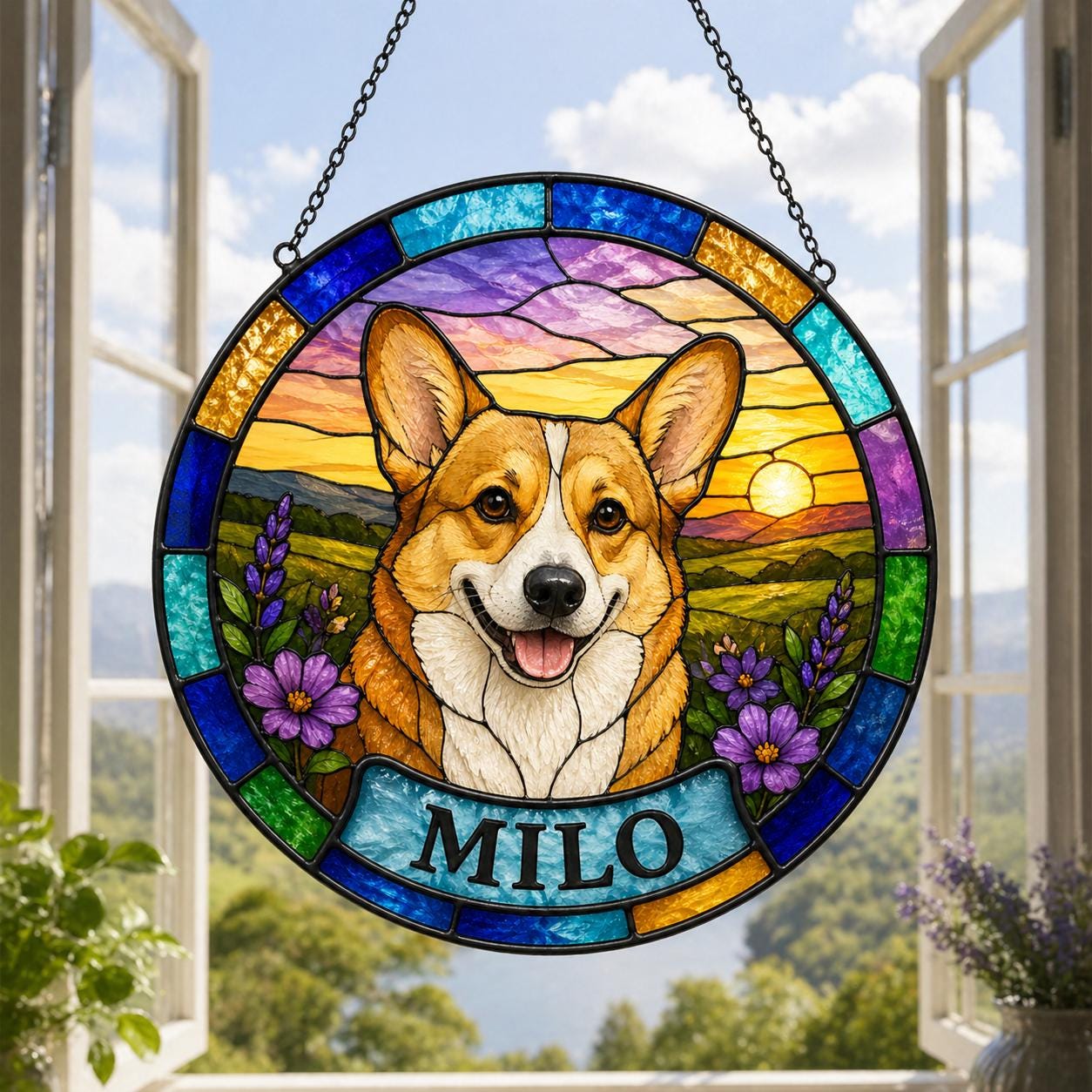 Custom Pet Portrait Stained Glass Suncatcher, Personalized Dog Cat Window Hanging, Pet Memorial Gift, Acrylic Sun Catcher - product image 7