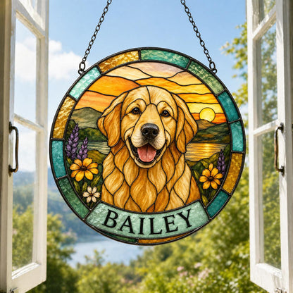 Custom Pet Portrait Stained Glass Suncatcher, Personalized Dog Cat Window Hanging, Pet Memorial Gift, Acrylic Sun Catcher - product image 3