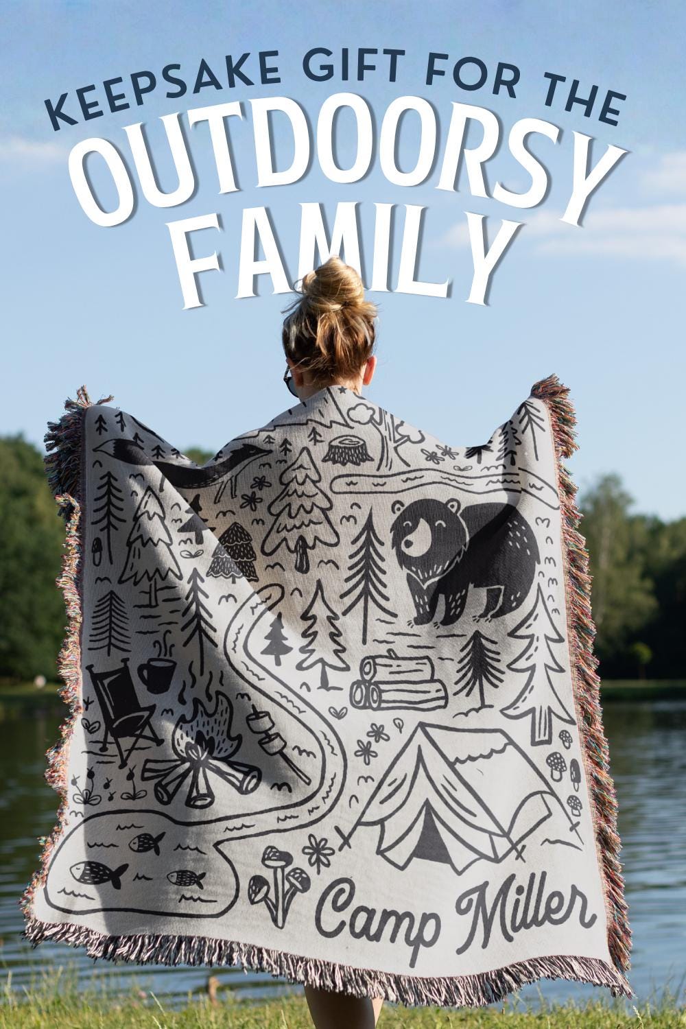 Personalized Camping Throw Blanket Outdoorsy Couple Gift for Nature Lover Tapestry with Family Name Camp Blanket Adventure Couple Keepsake - product image 13