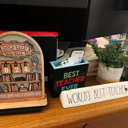 Vintage Wooden Book Tracker Sign, Personalized Reading Counter, Books Read This Year Decor, Custom Library Gift for Book Lovers - product image 10