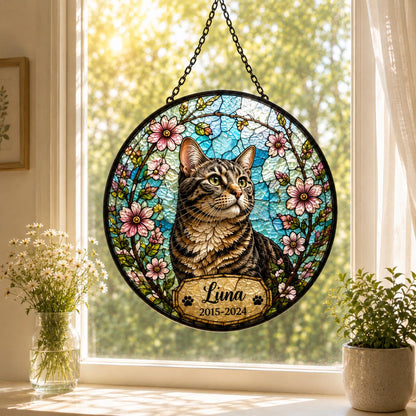 Personalized Pet Memorial Suncatcher, Custom Dog Cat Portrait Stained Glass Window Hanging, Add Name Date, Pet Loss Gift - product image 7