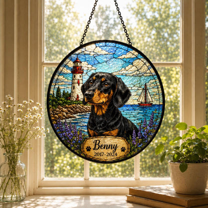 Personalized Pet Memorial Suncatcher, Custom Dog Cat Portrait Stained Glass Window Hanging, Add Name Date, Pet Loss Gift - product image 6