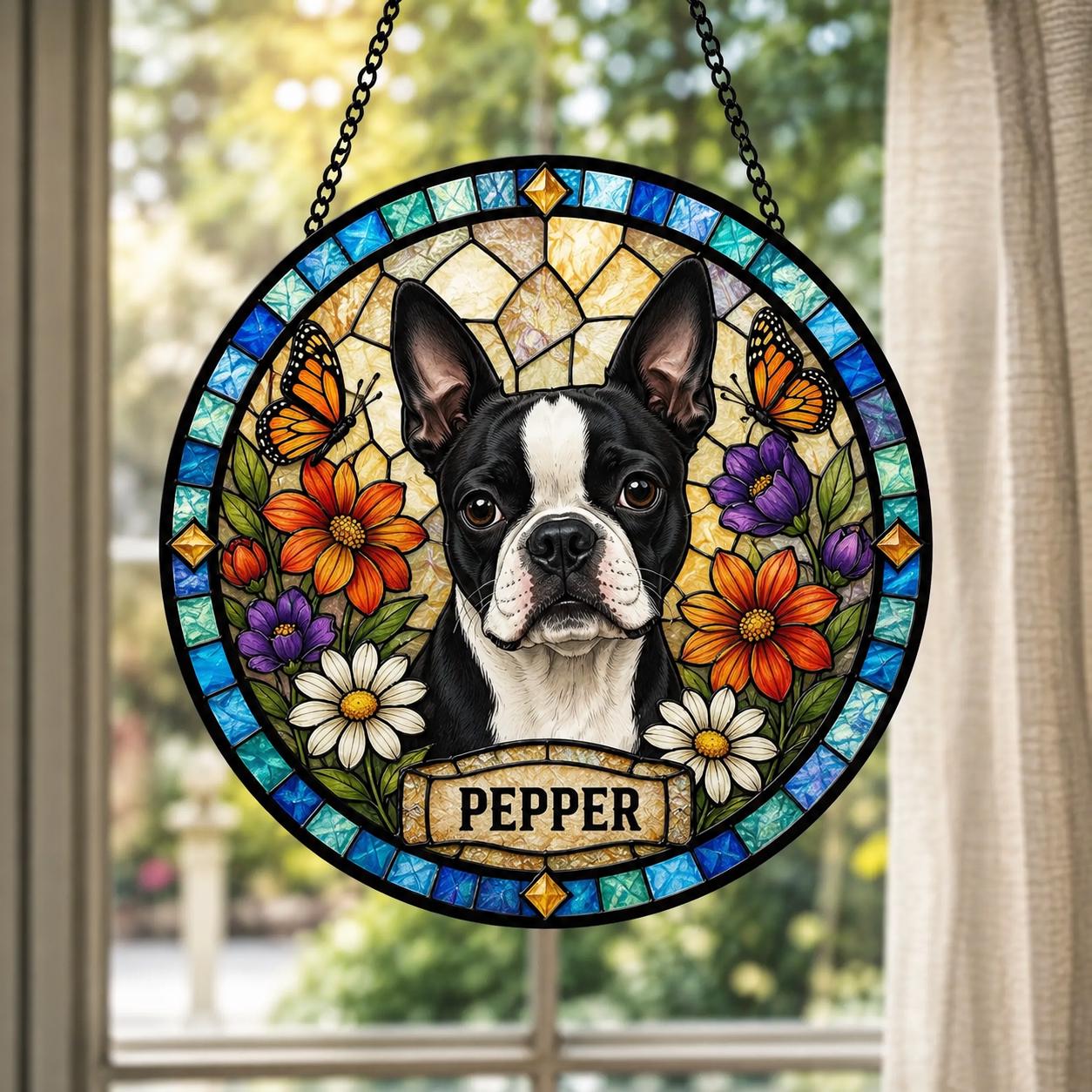 Cat Memorial Suncatcher, Custom Pet Loss Gift, Personalized Stained Glass, Sympathy Keepsake - product image 5