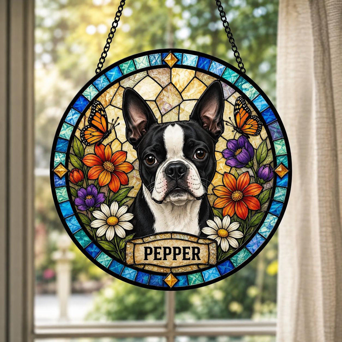 Cat Memorial Suncatcher, Custom Pet Loss Gift, Personalized Stained Glass, Sympathy Keepsake - product image 5