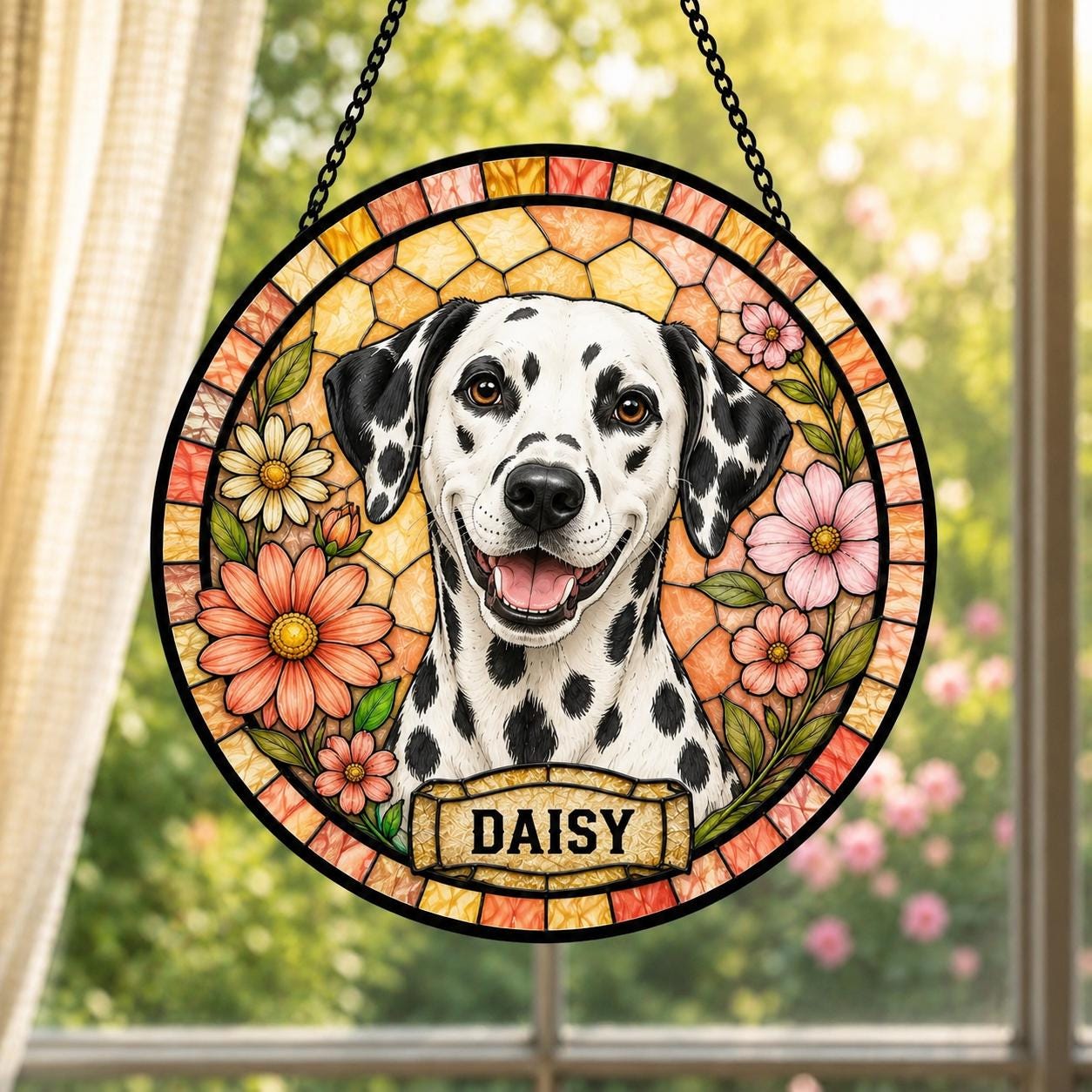 Personalized Dog Suncatcher, Custom Pet Portrait Window Hanging, Stained Glass Style Gift for Dog Lovers - product image 3