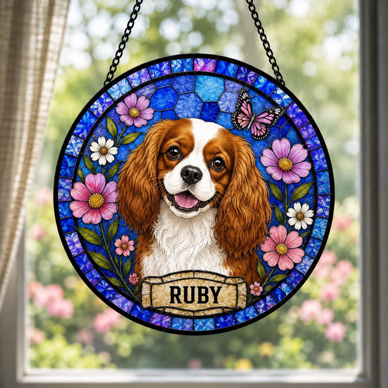 Personalized Dog Suncatcher, Custom Pet Portrait Window Hanging, Stained Glass Style Gift for Dog Lovers - product image 4