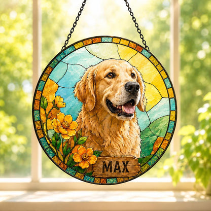 Pet Memorial Stained Glass Suncatcher, Custom Dog Cat Loss Gift, Personalized Remembrance Keepsake - product image 2