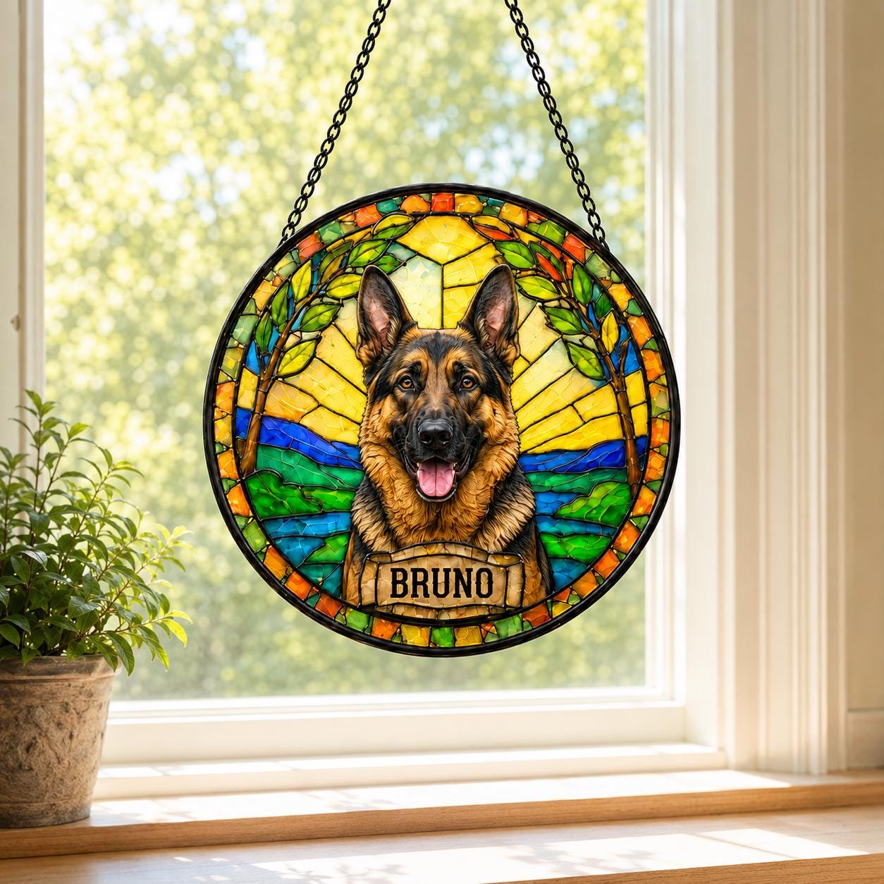 Dog Loss Memorial Suncatcher, Personalized Pet Remembrance Gift, Custom Stained Glass Portrait - product image 3