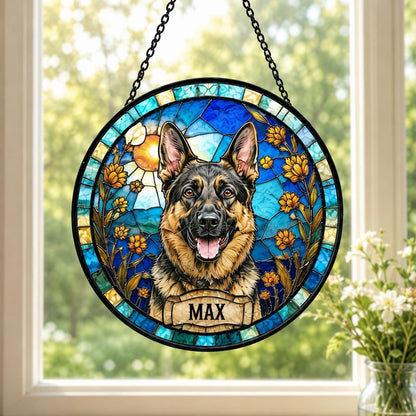 Personalized Dog Portrait Stained Glass Suncatcher, Custom Pet Memorial Stained Glass Photo Suncatcher, Dog Loss Keepsake, Pet Loss Gift - product image 7