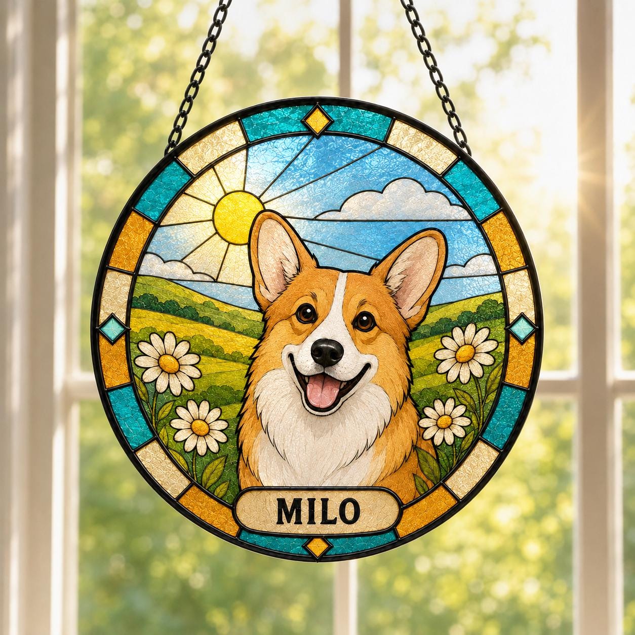 Personalized Pet Portrait Stained Glass Suncatcher – Custom Dog or Cat Gift, Pet Loss Memorial Keepsake - product image 2