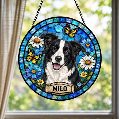 Cat Memorial Suncatcher, Custom Pet Loss Gift, Personalized Stained Glass, Sympathy Keepsake - product image 3