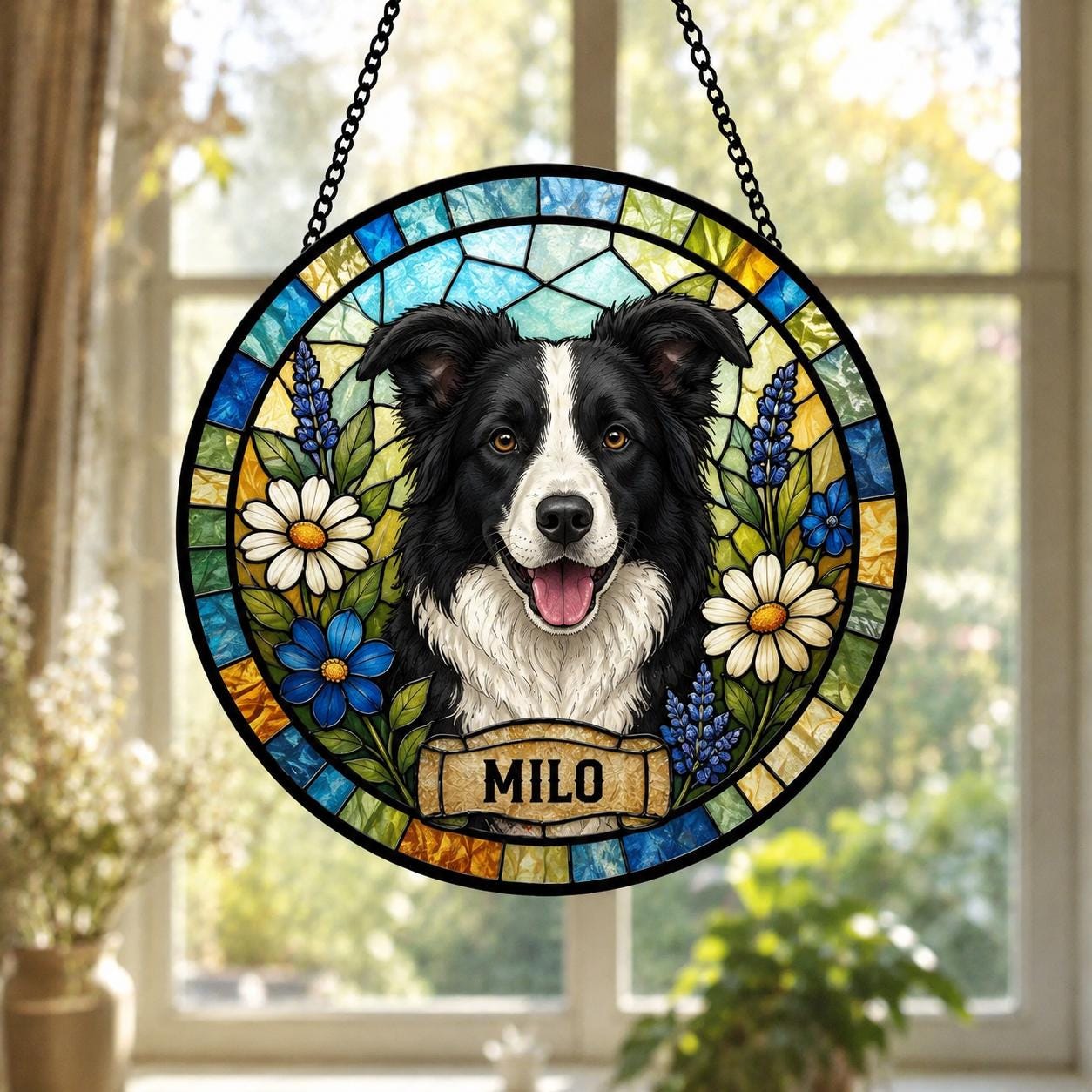Cat Memorial Suncatcher, Custom Pet Loss Gift, Personalized Stained Glass, Sympathy Keepsake - product image 2