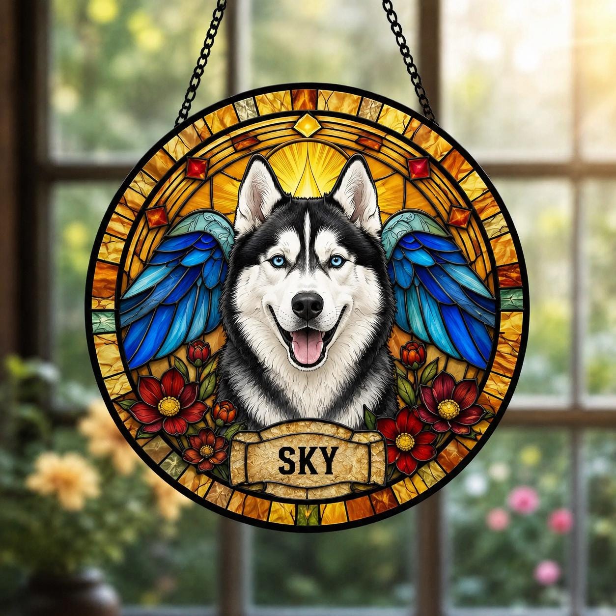 Cat Memorial Suncatcher, Custom Pet Loss Gift, Personalized Stained Glass, Sympathy Keepsake - product image 6