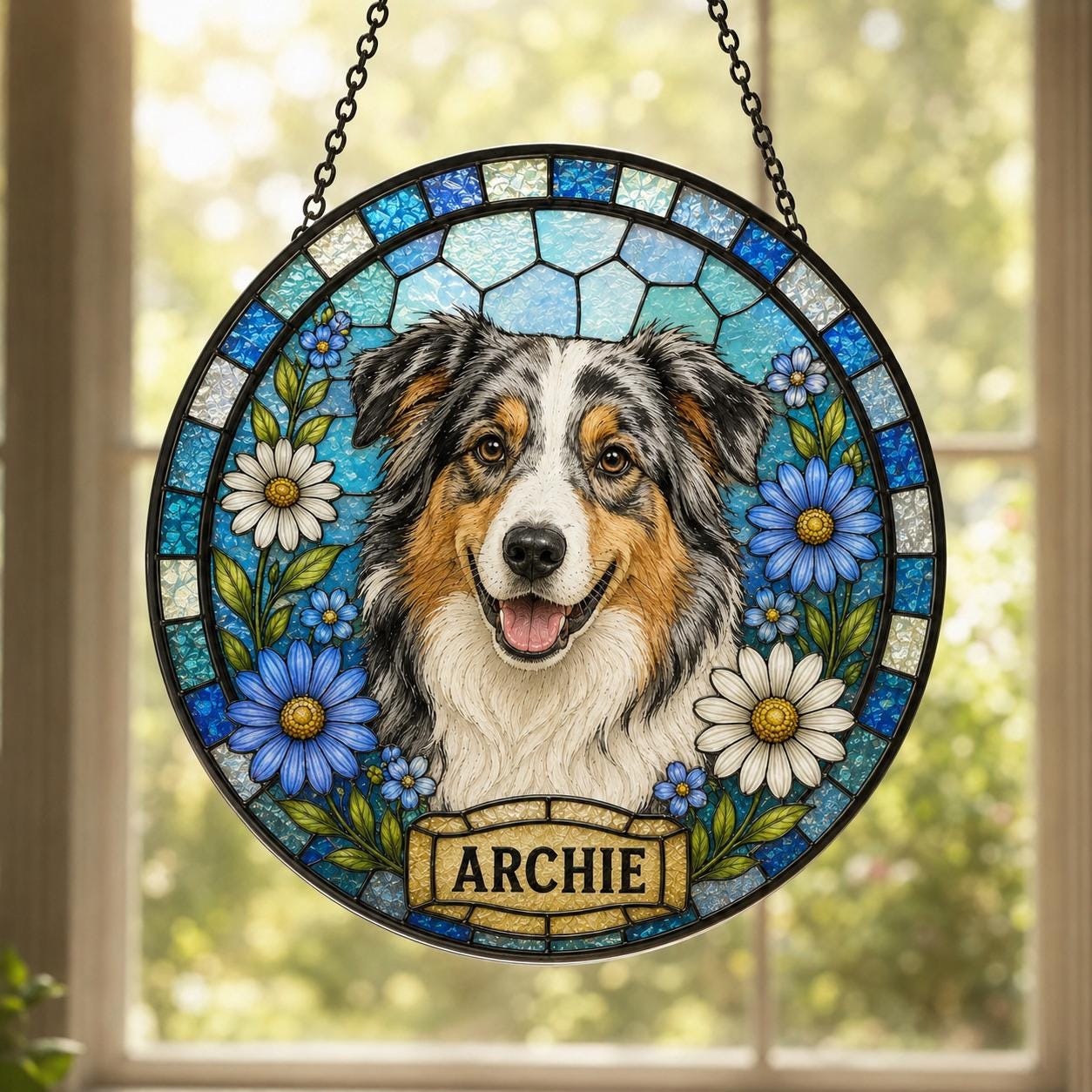 Dog Cat Loss Gift, Pet Memorial Suncatcher, Custom Stained Glass Portrait, Personalized Keepsake - product image 2