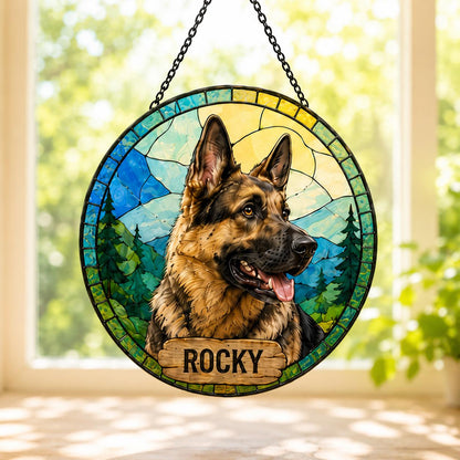 Pet Memorial Stained Glass Suncatcher, Custom Dog Cat Loss Gift, Personalized Remembrance Keepsake - main product image