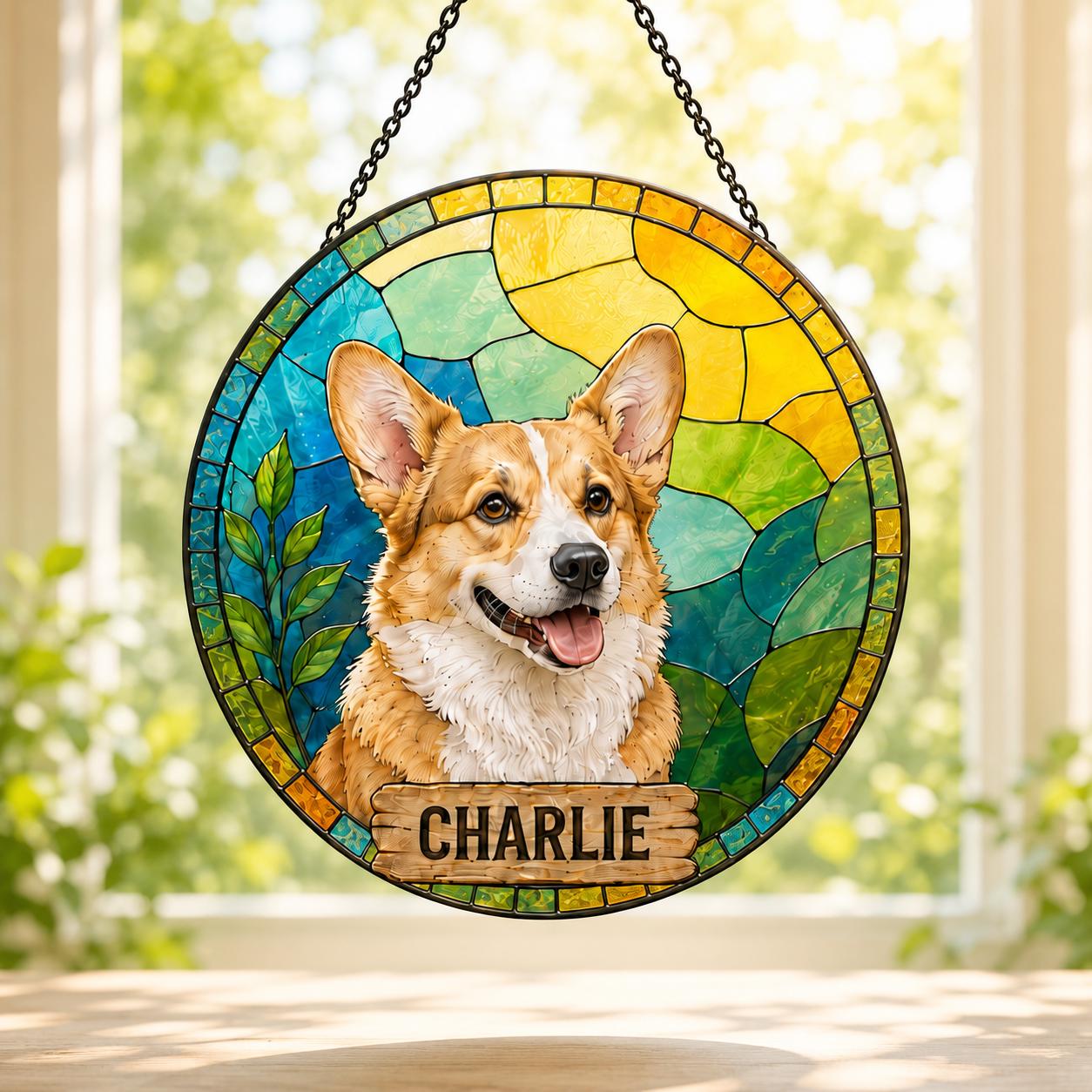 Pet Memorial Stained Glass Suncatcher, Custom Dog Cat Loss Gift, Personalized Remembrance Keepsake - product image 3