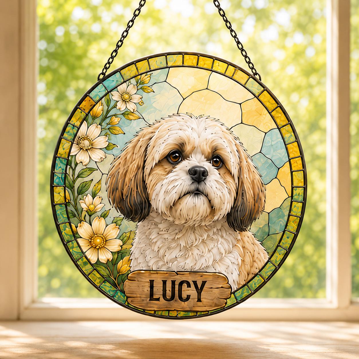Pet Memorial Stained Glass Suncatcher, Custom Dog Cat Loss Gift, Personalized Remembrance Keepsake - product image 6