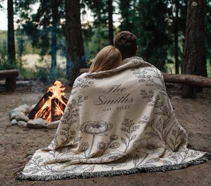 Personalized Woven Blanket, Cotton Anniversary Gift For Couple, Custom Wedding Family Name Blanket, Engagement Or Bridal Shower Gift - product image 4