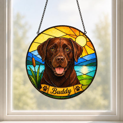 Custom Dog Portrait Stained Glass Suncatcher – Personalized Pet Memorial Gift, Handmade Animal Window Hanging - product image 7