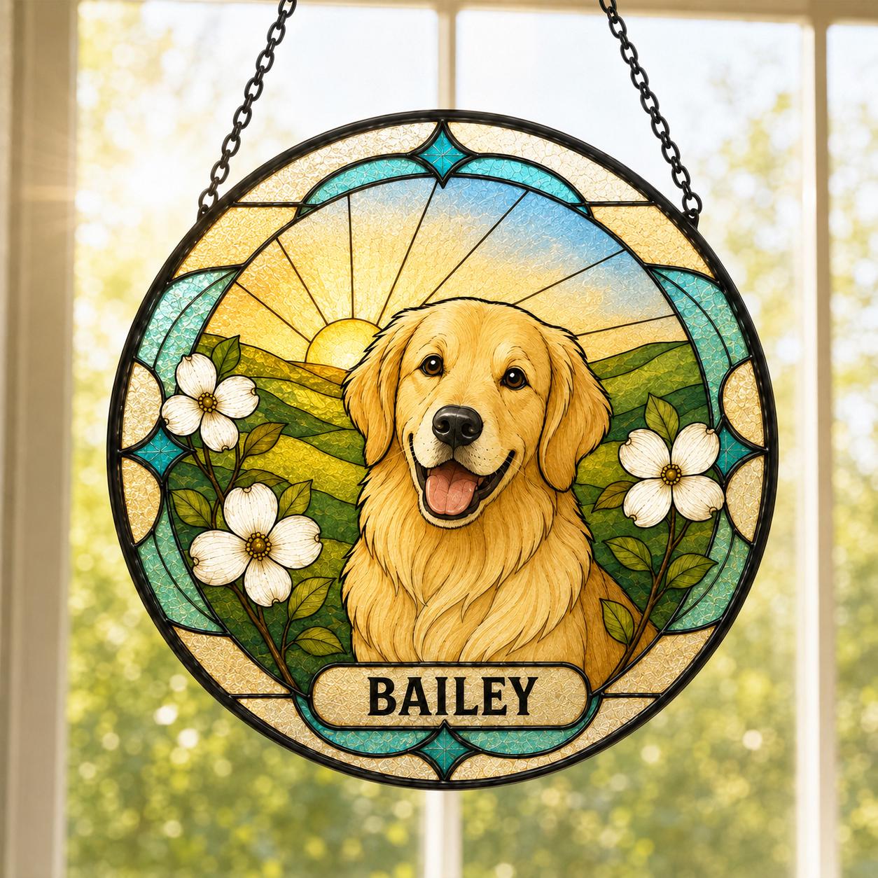 Personalized Pet Portrait Stained Glass Suncatcher – Custom Dog or Cat Gift, Pet Loss Memorial Keepsake - product image 6