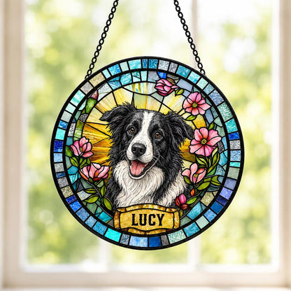 Custom Dog Portrait Stained Glass Suncatcher, Pet Memorial Keepsake, Personalized Photo Ornament - product image 2