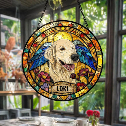 Custom Dog Portrait Stained Glass Suncatcher, Pet Memorial Keepsake, Personalized Photo Ornament - product image 7